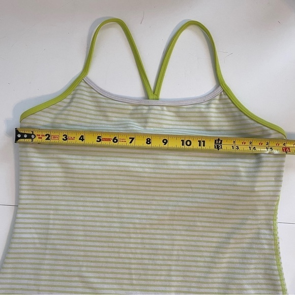 Lululemon Power Y Tank Lime Green Stripe Size 10 - Picture 9 of 10